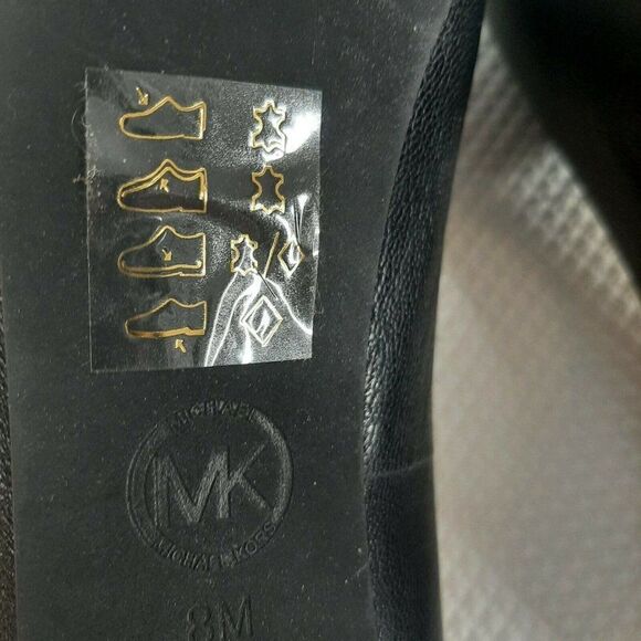 MICHAEL KORS York Platform Black Silver Heel Peep Toe Pump Size 8 Shoes - Picture 7 of 9